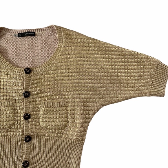 DSquared Metallic Gold Cropped Cardigan | M - Picture 6 of 10